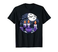 Purple Candle Shirt Moonlit Bats Night Spooky Scene T-Shirt