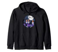 Purple Candle Shirt Moonlit Bats Night Spooky Scene Zip Hoodie