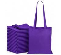 Purple Canvas Tote Bags, Bulk Pack of 500 100% Natural Cotton Blank Shopping Bags for Printing, Crafting & Personalisation, Reusable Eco-Friendly Tote Bags with Long Handles (36 x 40cm, 140gsm)