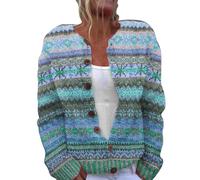 Purple Cardigan Women, Crop Cardigans for Women Vintage Fair Isle Sweaters Long Sleeve Floral Print Sweater Lightweight Open Front Cardigan Autumn Winter Button Up Coat