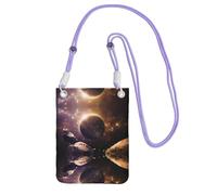 Purple Carry Crossbody Purse – Cosmic Shining Planet Print Mobile Phone Bag, Perfect for Commuting, Shopping, and Outdoor Activities