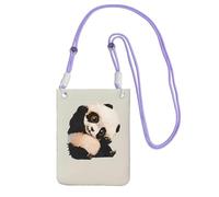 Purple Carry Crossbody Purse â€“ Cute Little Panda Print Mobile Phone Bag, Perfect for Commuting, Shopping, and Outdoor Activities