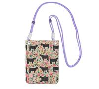 Purple Carry Crossbody Purse â€“ Flower cow Print Mobile Phone Bag, Perfect for Commuting, Shopping, and Outdoor Activities