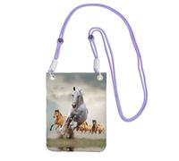 Purple Carry Crossbody Purse â€“ Wild Animal Horses Pattern Print Mobile Phone Bag, Perfect for Commuting, Shopping, and Outdoor Activities