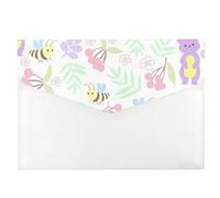 Purple Cartoon Bears File Organiser, Folders with Dividers, Plastic A4 Folder, Uni Essentials Clear A4 Plastic Wallets, Files with Snap Button, Pockets for School Office Home Travel