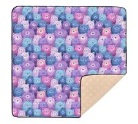 Purple Cartoon Bears Large Stylish Baby Playmat for Floor Cozy Breathable Baby Play Tummy Time Mat for Babies Infants Toddlers, 50'' x 50''