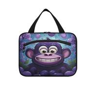 Purple Cartoon Chimpanzee Hanging Travel Toiletry Cosmetic Makeup Bag Large Capacity Foldable Storage Wash Bags for Women Girls Bathroom