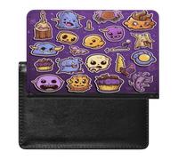 Purple Cartoon Style Passport Holder Passport Wallet Document Organizer Protector PU Leather Card Slot Travel Accessories