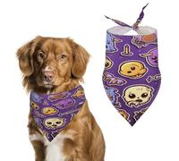 Purple Cartoon Style Pet Scarf Adjustable Pet Accessories Triangular Scarf Washable Floral Print Puppy Bib Bandana Stylish Comfortable Cat Scarves for Holiday Scarfs