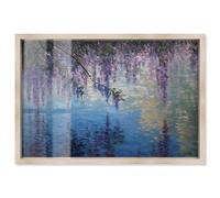 Purple Cascade over Water II Shadowbox Print Vintage Wall Decor by Art Remedy, Blonde Frame, 30 x 20