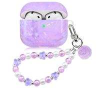 Purple Case for Airpods 4 with Girly Butterfly Keychain Cover Compatible with AirPod 4st Generation (2024) Shell for Women