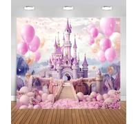 Purple Castle Backdrop for Photography - Princess Balloon Arch Backdrop with Floral Fantasy Design, Royal Purple Princess Party Backdrop for Girls Birthday, Baby Shower & Wedding Decor(A,180x250cm)