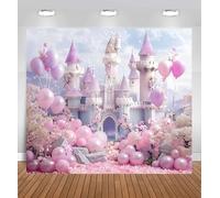 Purple Castle Backdrop for Photography - Princess Balloon Arch Backdrop with Floral Fantasy Design, Royal Purple Princess Party Backdrop for Girls Birthday, Baby Shower & Wedding Decor(F,360x250cm)