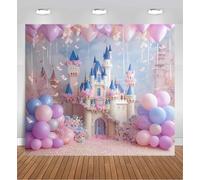 Purple Castle Backdrop for Photography - Princess Balloon Arch Backdrop with Floral Fantasy Design, Royal Purple Princess Party Backdrop for Girls Birthday, Baby Shower & Wedding Decor(J,150x210cm)