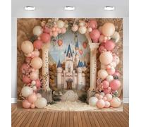 Purple Castle Backdrop for Photography - Princess Balloon Arch Backdrop with Floral Fantasy Design, Royal Purple Princess Party Backdrop for Girls Birthday, Baby Shower & Wedding Decor(L,180x250cm)