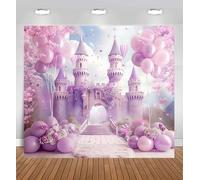 Purple Castle Backdrop for Photography - Princess Balloon Arch Backdrop with Floral Fantasy Design, Royal Purple Princess Party Backdrop for Girls Birthday, Baby Shower & Wedding Decor(B,180x250cm)