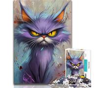 Purple Cat 1000 Piece Jigsaw Puzzles for Teenagers,Family Game Stress Reliever Difficult Challenge Artists Collection,Fine Art (38x26cm)