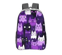 Purple Cat Clear Backpack Heavy Duty Cute Kitten Transparent Backpacks PVC See Through Rucksack for Stadium Events School Gym Travel