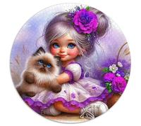 Purple Cat Girl 1000 Piece Jigsaw Puzzle For Adults Educational Games Stress Relief Puzzle Exercise The Memory of The Brain for Men, Women, Elders, Seniors 1000pcs (67.5x67.5cm)