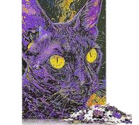 Purple Cat Jigsaw Puzzle, Wooden Puzzles 500 Piece Jigsaw Intellectual Toys, Challenging Adult And Teen Casual Jigsaw Puzzle 500pcs (52x38cm)