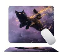 Purple Cat Mouse Mat 20 x 15 cm Ultra Thin, with Stitched Edges Office Mouse Pad, Non-Slip Rubber Base, Waterproof & Washable, Home Desk Accessories, Aesthetic with Design Mousepad 200x150mm s0z-88