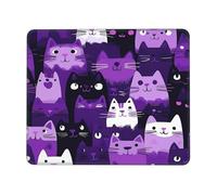 Purple Cat Mouse Pad Cute Kitten Gaming Mouse Mat with Stitched Edges Non-Slip Rubber Base Mousepad for for PC Laptop 22x18cm