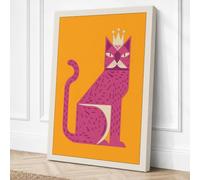 Purple Cat Portrait Modern Canvas Wall Art Print 36x24 Inch (91 x 61 cm)
