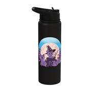Purple Cats Halloween Theme Witch’s hat Cauldron Glowing bat Stainless Steel Insulated Water Bottle