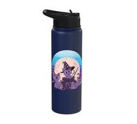 Purple Cats Halloween Theme Witch’s hat Cauldron Glowing bat Stainless Steel Insulated Water Bottle
