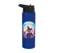 Purple Cats Halloween Theme Witch’s hat Cauldron Glowing bat Stainless Steel Insulated Water Bottle