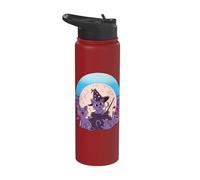Purple Cats Halloween Theme Witch’s hat Cauldron Glowing bat Stainless Steel Insulated Water Bottle