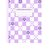 Purple Checkered Composition Notebook Wide Ruled: Lavender Checkerboard with Cute Flowers | Preppy Aesthetic Journal for School & Notes