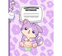 Purple Cheetah Cat: Cute Leopard Print Wide Ruled Composition Notebook for School, Work, Journaling and Everyday Notes