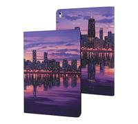 Purple Chicago Skyline Funny Tablet Cases Multi-Viewing Angels Trifold Stand Case Compatible with iPad Series