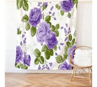 Purple Children's Blanket Flannel, Retro Pastoral Style Flowers Roses Printed Throws, Soft Warm Lightweight Blankets for Girls Gifts Sofa Bedroom Nap Bed Gift Birthday Party 100 x 130 cm
