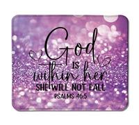 Purple Christian Mouse Pad, God is Within Her She Will Not Fall Bible Verse Mouse Pad for Wireless Mouse Computers Laptop Desk Accessories, Christian Gifts for Women, 9.4"x7.9"