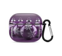 Purple Christmas Ball Bluetooth Earbuds Case Cover Full Body Shockproof Protection Hard Case Support Wireless Charging with Keychain Personalized Gift for AirPods 3