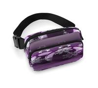 Purple Christmas Ball Fanny Pack Belt Bag with Adjustable Strap Fashion Waist Bag for Outdoor Sports Hiking, white, 20x13cm, Full Printed Waist Bag