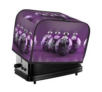 Purple Christmas Ball Toaster Cover 2 Slice, Waterproof Bread Machine Covers with Pockets Universal Size Kitchen Small Appliance Cover with Handle, Dust and Fingerprint Protection