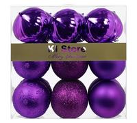 Purple Christmas Baubles 80mm Christmas Tree Decoration Ornaments 18pcs Shatterproof Balls for Xmas Halloween Hanging Decorative Festival Holiday Decor