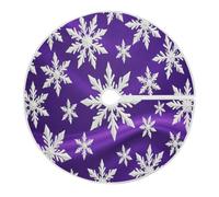 Purple Christmas White Snowflakes Christmas Tree Skirt 36 Inches Snow Xmas Tree Skirts Seasonal Round Tree Stand Mat Skirt for Holiday House Celebration Party Indoor Home Office Decor