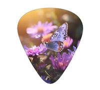 Purple Chrysanthemum Butterfly Printed pick set - 12 pieces, thin, medium and thick guitar picks, suitable for guitar, bass, electric guitar and ukulele