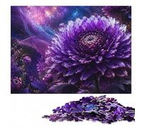 Purple Chrysanthemum Flower Artistic Wooden Puzzle for Adults, 1000 Pieces | Border-first building - an activity that can be paused and resumed at your own pace.