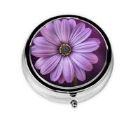 Purple Chrysanthemum Print Personalised Portable Pillbox with,Mini Pillbox Compact and Convenient Pill Organiser for Storing and Organising Pills