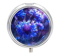 Purple Chrysanthemum Print Pill Box 3 Compartment Small Portable Medicine Case Pill Organizer for Pocket Purse
