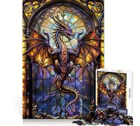Purple Church Glass Dragon 1000 Piece Jigsaw Puzzles for Adults Jigsaw Smart Game Together Fun Image Assembly Seasonal Gift (50x75cm)