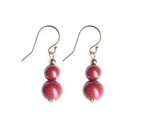 Purple Cinnabar Double Ball Drop Earrings, Vintage Elegant 14K Gold Filled Ear Hook Charming Jewelry s for Mothers, Wife,Sisters on Festival