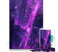 Purple City 1000 Piece Jigsaw Puzzles for Teenagers Jigsaw Memory Lift Light Relax Image Assembly (38x26cm)