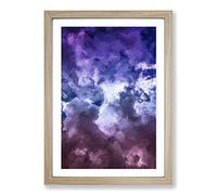 Purple Clouds in Abstract Framed Print | A2 Oak Framed Wall Art | Ready to Hang | Abstract Landscape Picture | Living Room Bedroom Lounge Office