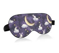 Purple Clouds Rabbits Moon Travel Essential Sleep Eye Masks with Elastic Adjustable Band Blackout Skin Care Sleeping Eye mask Night Sleep